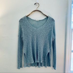 Lush Light Turquoise Long Sleeve Knit Top